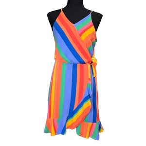 ⭐️GB Girls Colorful Striped Faux Wrap Sleeveless Dress Sz XL